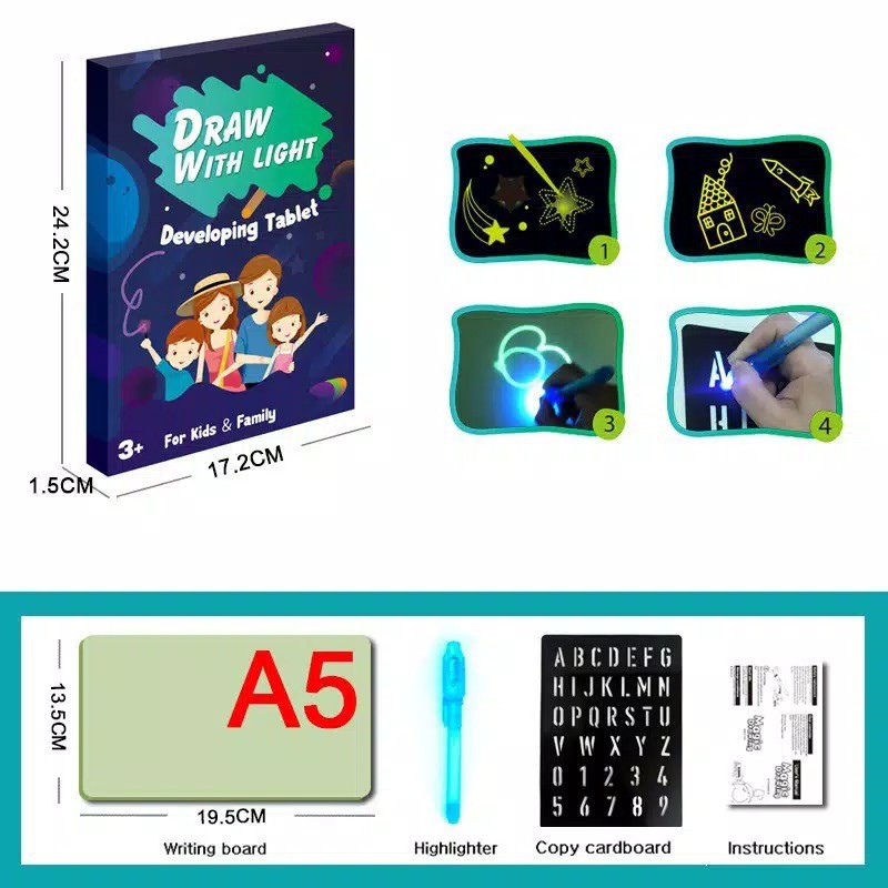 Mainan Papan Tulis Anak Berlampu Mainan Edukasi Draw With Light Magic BS CBKS