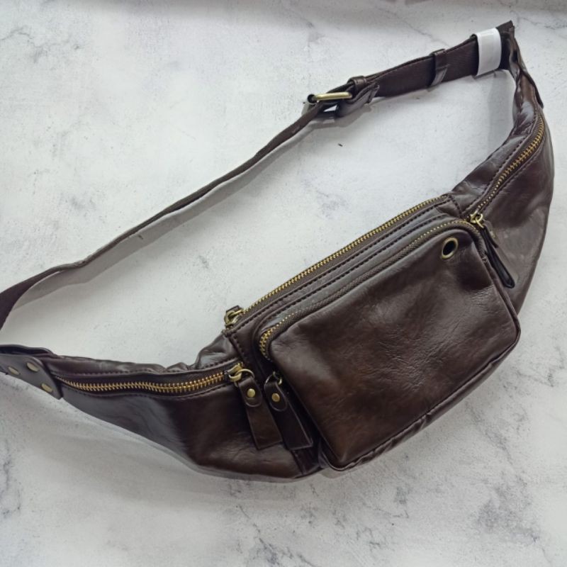 Waistbag Kulit /Belt Bag Leather/Tas Pinggang Kulit Import