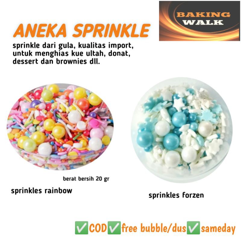 

SPRINKLE SPRINKLES MIX 20 gr TRIMIT PEARL EDIBLE SUGAR MANIS KUALITAS IMPORT HIASAN KUE