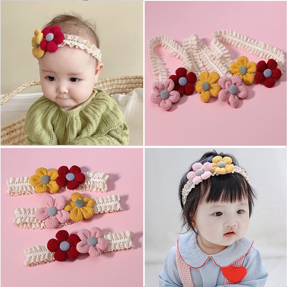 NEW Bandana bayi / headband anak motif dua bunga bantal