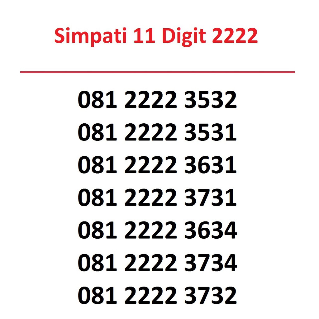 Nomor Cantik Simpati 11 Digit Seri 2222 RAPI