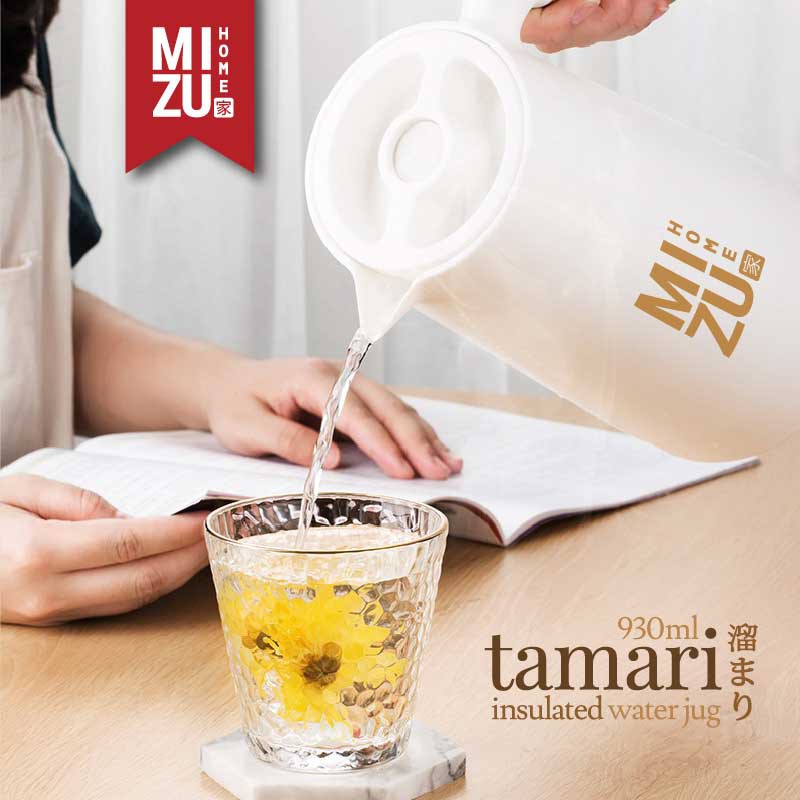 MIZU TAMARI 930ml Insulated Water Jug Teko Termos Kaca Air/Kopi/Teh Panas/Dingin Thermos Glass Jug-2
