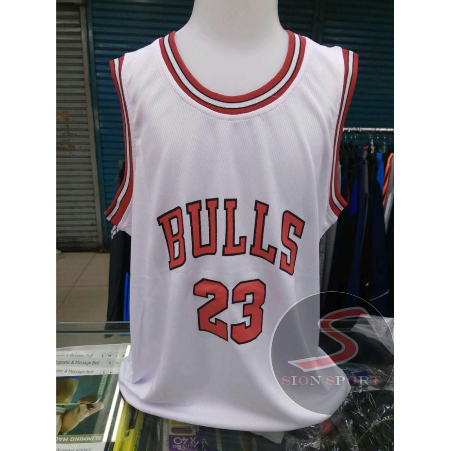 Setelan Jersey Baju Basket Anak Nba Impor - Bulls #23 Jordan Putih - Putih, S