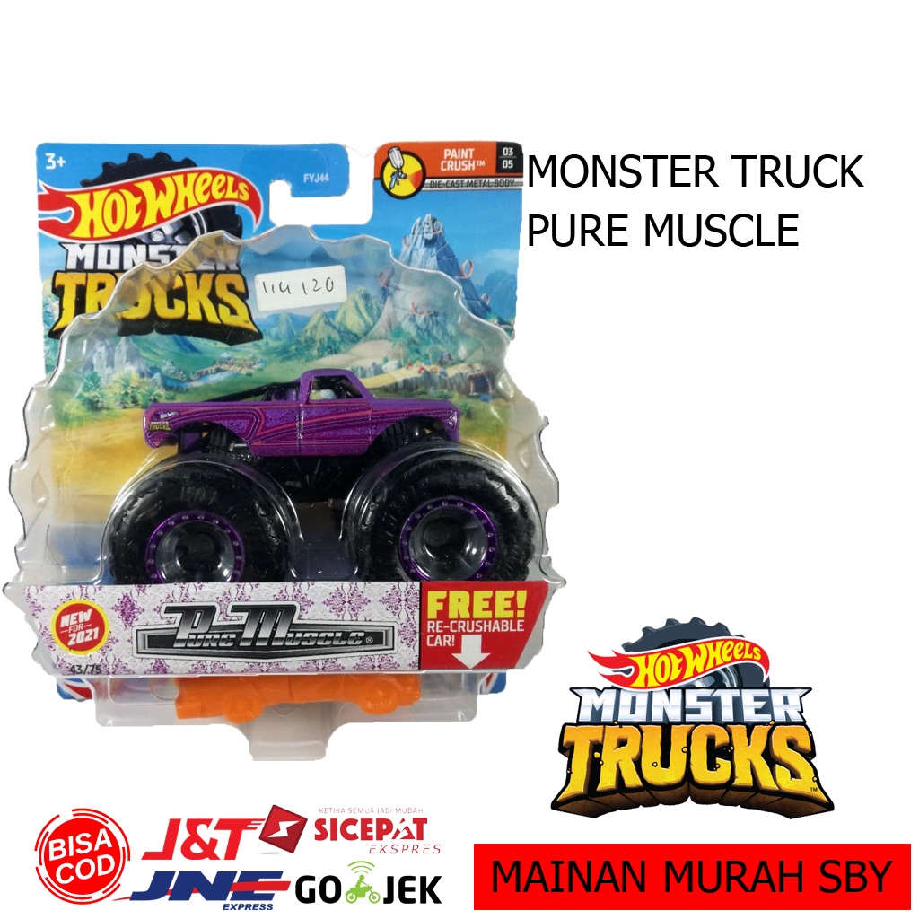 Mainan Anak Hotwheels Hot Wheels Monster Truck Pure Muscle Mobil Pickup Ban Besar Kado Ultah Anak