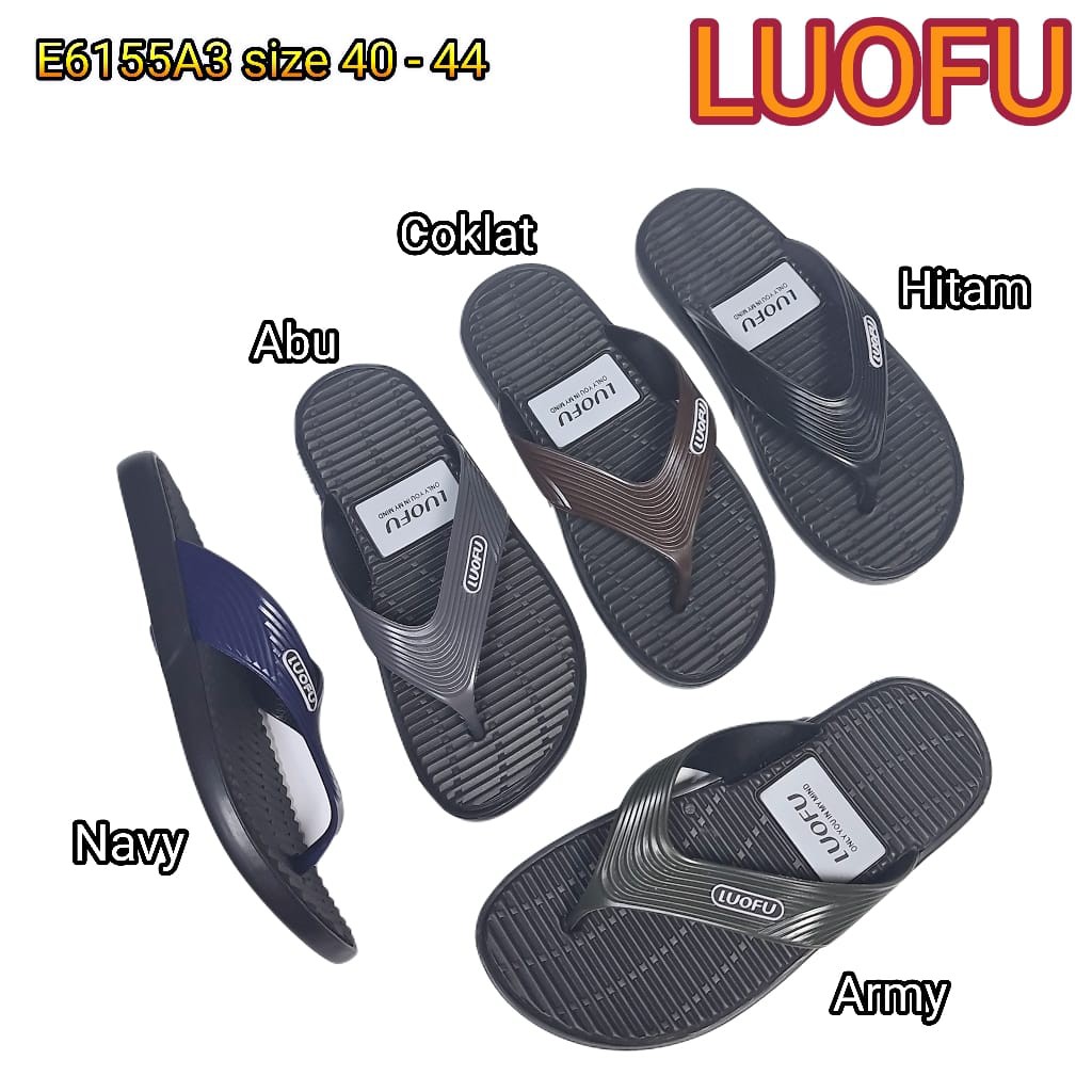 LUOFU ORIGINAL sandal karet empuk murah cowok jepit sendal japit cowok import E6155A3