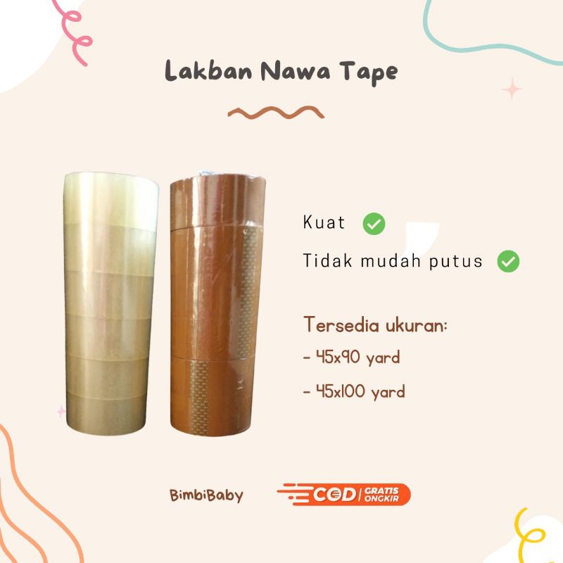 

6pcs Lakban Murah 45x90yard dan 45x100yard Nawa Tape Berkualitas Tidak Mudah Putus OPP Tape Bening/Coklat