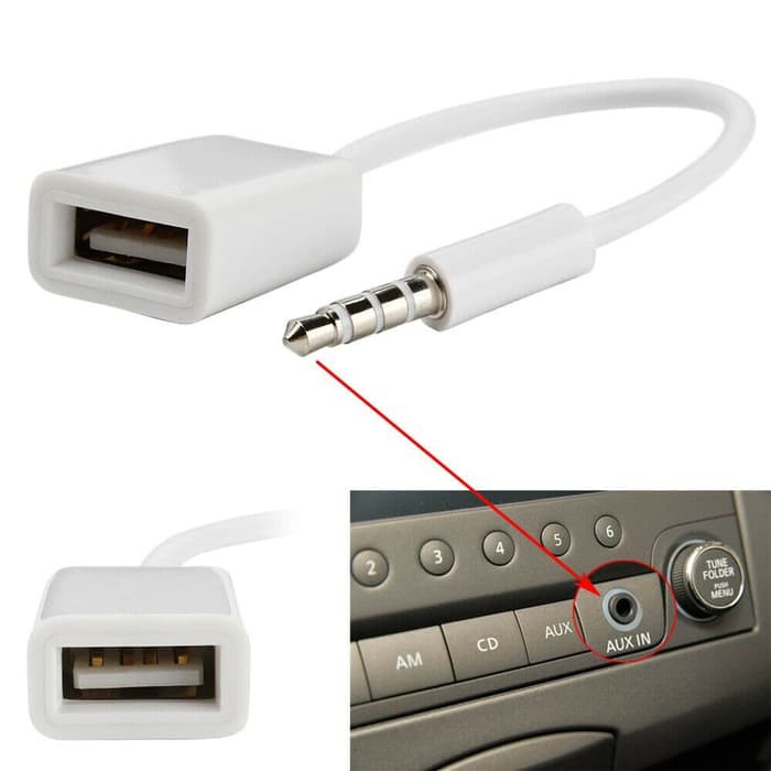 Connector konector konverter Kabel Audio aux jack 3.5mm male aux to USB female car mobil mp3