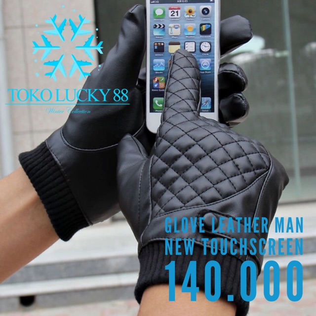 IMPORT Glove Leather Man Genuine Original Fur Thermal Sarung tangan Kulit Asli touchscreen bulu musim dingin