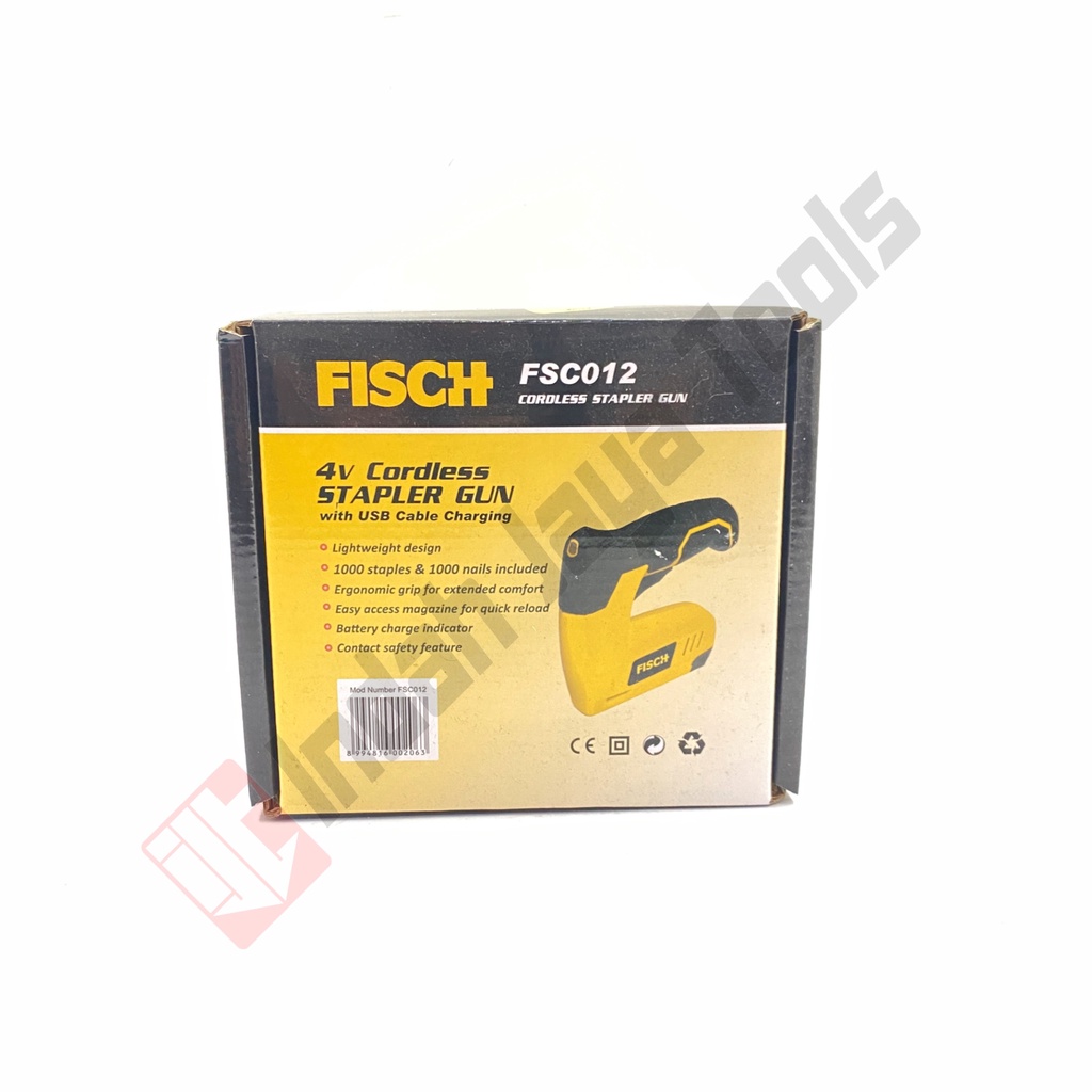 FISCH FSC012 Cordless Stapler Gun 4V Staples Paku Tembak Baterai