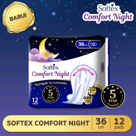 Softex Comfort Night 29cm isi 20 / 36cm isi 12 pads pembalut malam wing sayap