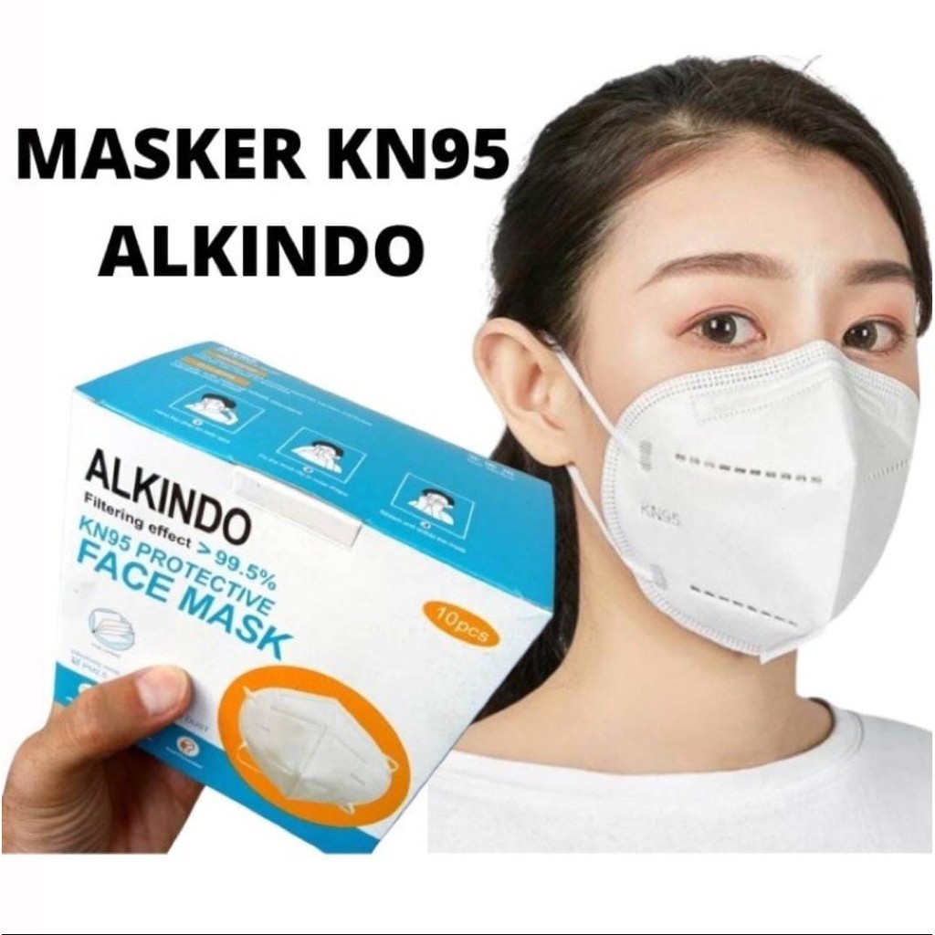 PER 1 BOX 10 PC - MASKER KN95 MURAH ALKINDO PUTIH - WHITE