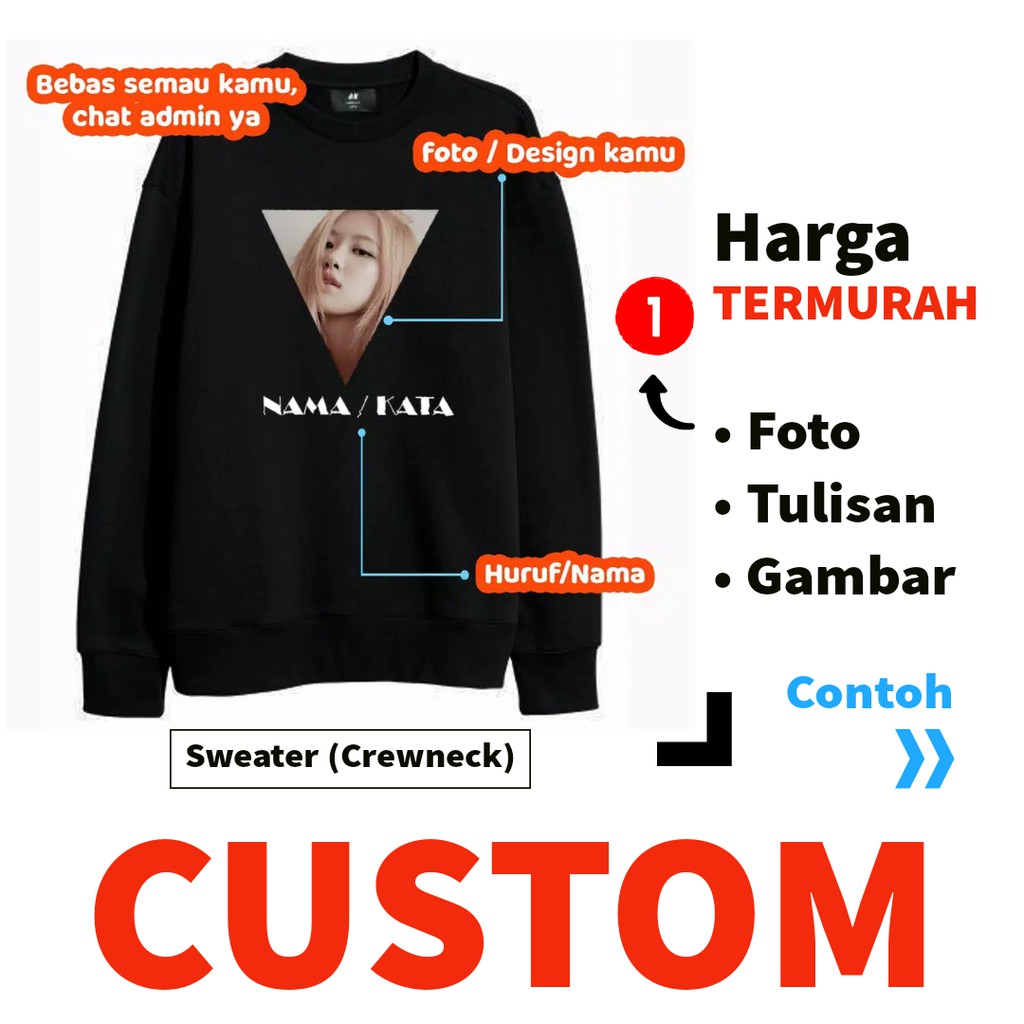 Switer CUSTOM Satuan Sweater Wanita Suiter Pria Nama Switer CUSTOM Satuan Sweater Wanita Suiter Pria Nama