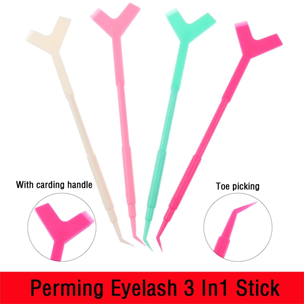 3 In1 Eyelash Perming Sticks Lashes Extension Tool / Curlers Eyelash Plastic Hot Glue Y Shape Comb / Lash Lifting Curler Applicator