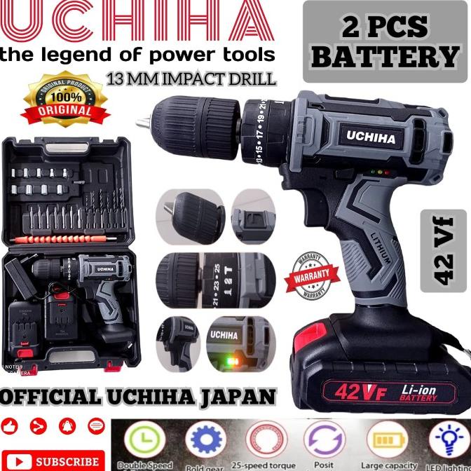 bor baterai drill beton 42v 13mm besi japan impact cordless UCHIHA