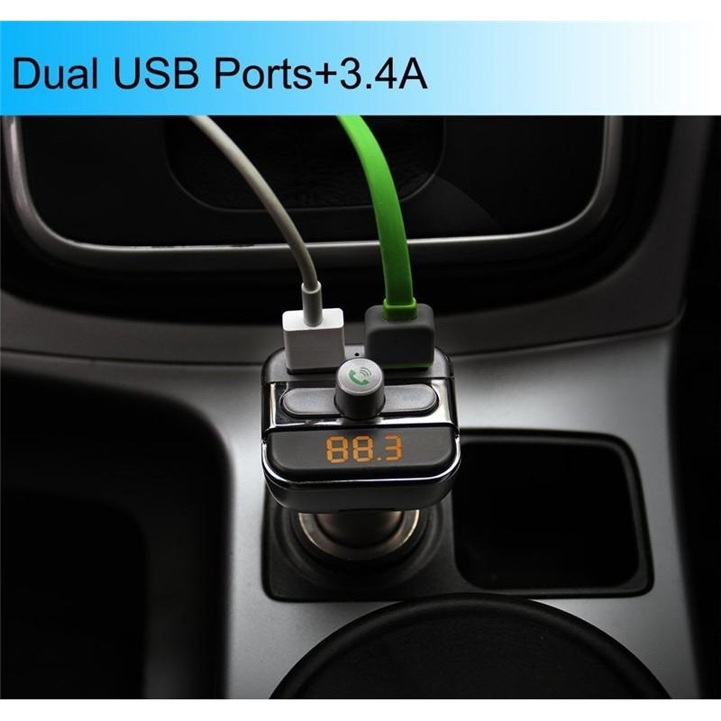 AKN88 - BT20 Bluetooth Car Dual USB Charger MP3 WMA Audio Transmitter Hands-free Call 5V 3.4A