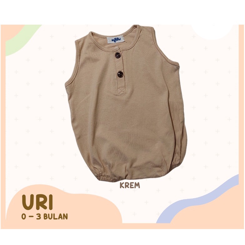 Uri Baby Basic Bodysuit Jumper Romper Bayi 0 3 Bulan Tanpa Lengan Bahan Cotton Premium