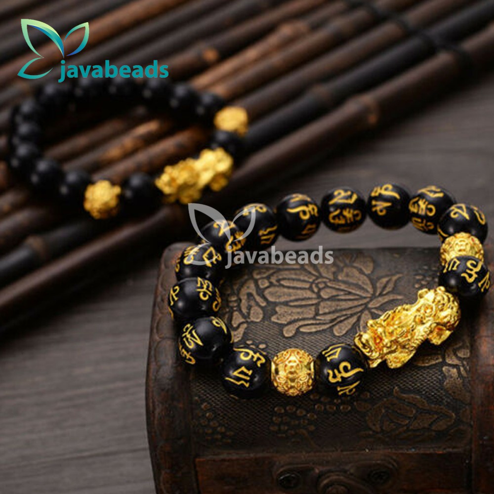 Gelang Batu Mantra Tibet Hitam