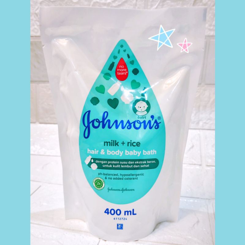 Johnson's johnsons Baby Milk + Rice hair &amp; body baby bath Refill 400ml 400 ml