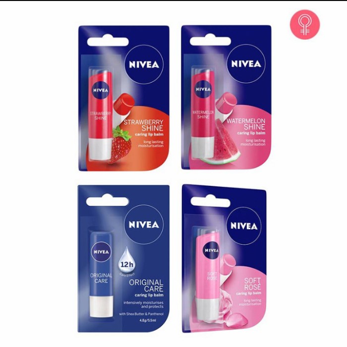 NIVEA LIP CARE STRAWBERRY SHINE / CARE&COLOR RED /ORIGINAL /SOOTHE&PROTECT/WATERMELON SHINE / LIP BA