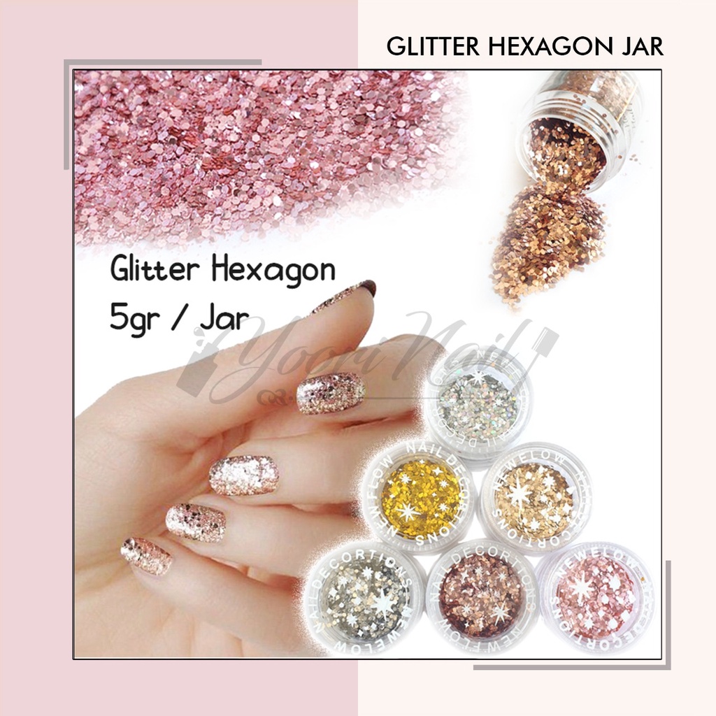 Glitter hologram silver gold nail art gliter holo nails hiasan kuku hologram