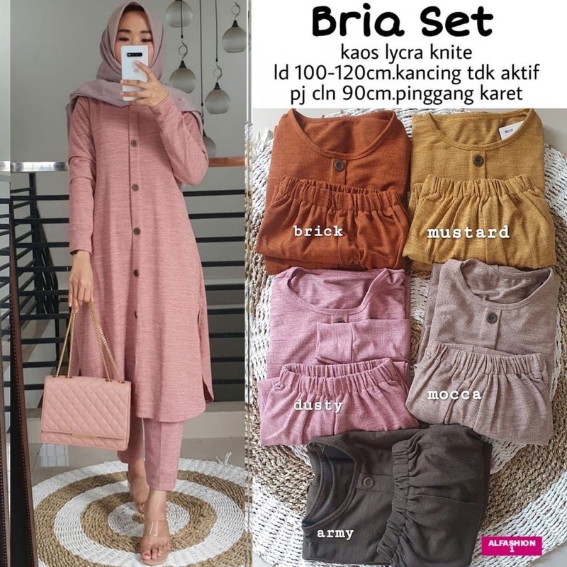 Bria set - Setelan Kaos Lycra Knit Rajut LD102+ SetCel / One Set Rajut / R.4 - 331-6621