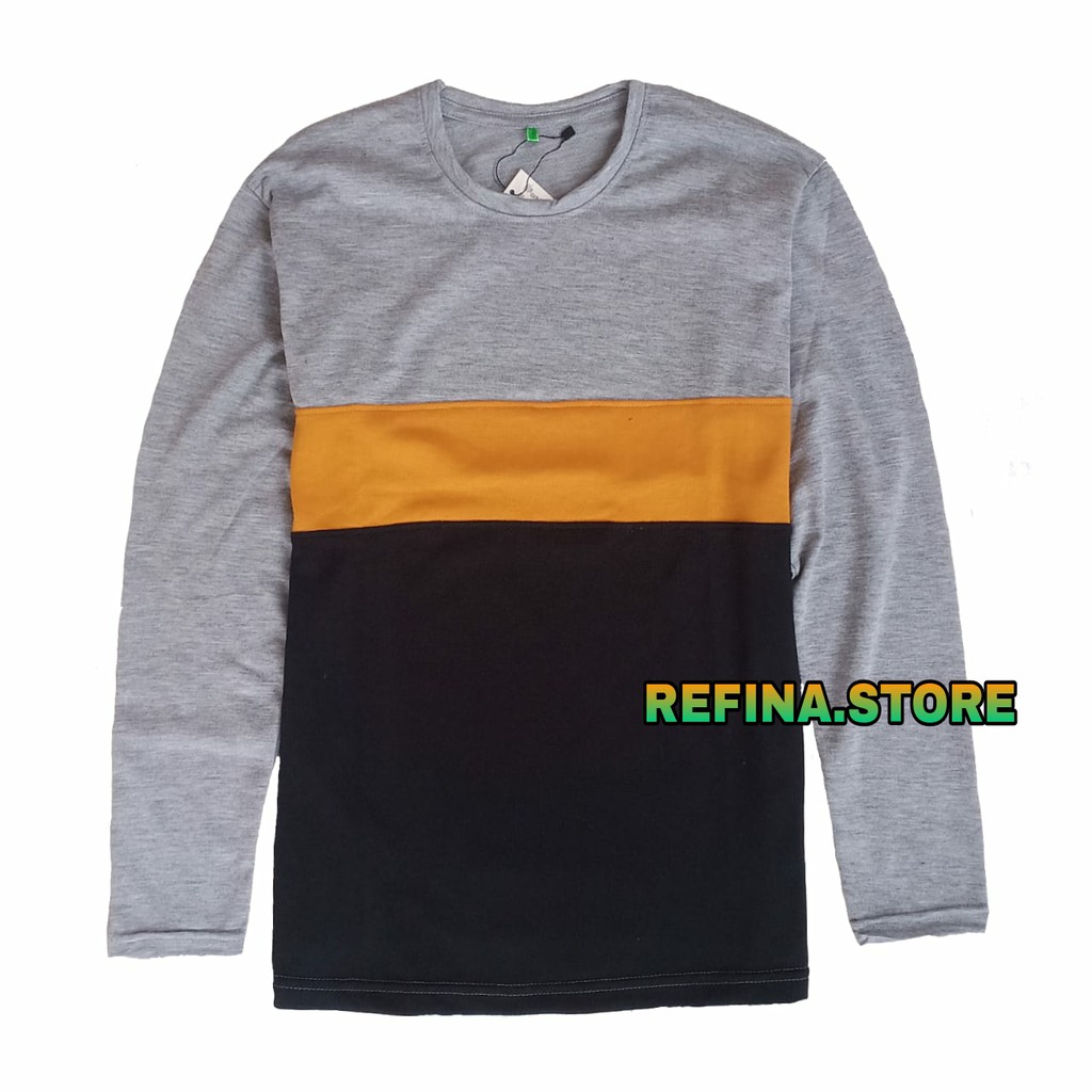 Kaos Distro Reglan Kombinasi Lengan Panjang Pria Wanita