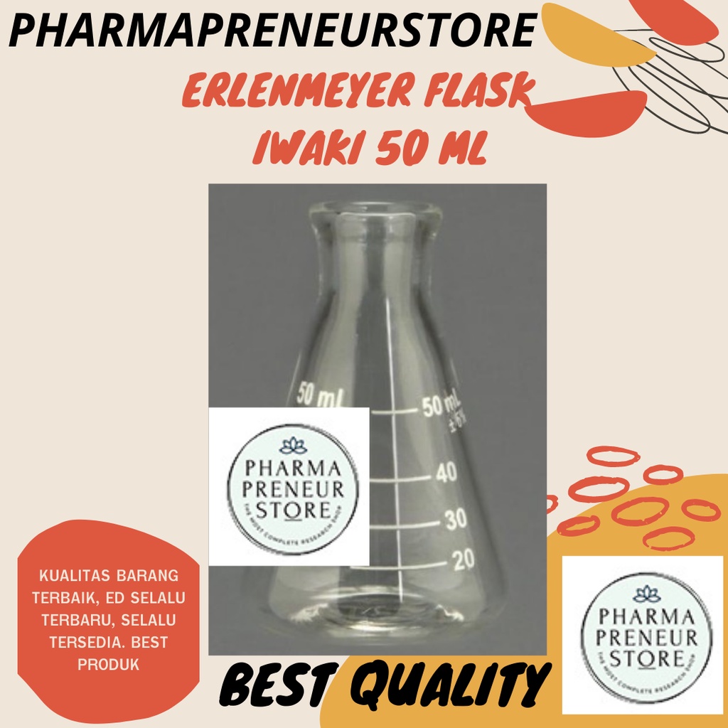 ERLENMEYER FLASK IWAKI 10 ML , 20 ML , 25 ML , 30 ML , 50 ML , DAN 100 ML BEST PRODUCT BEST QUALITY