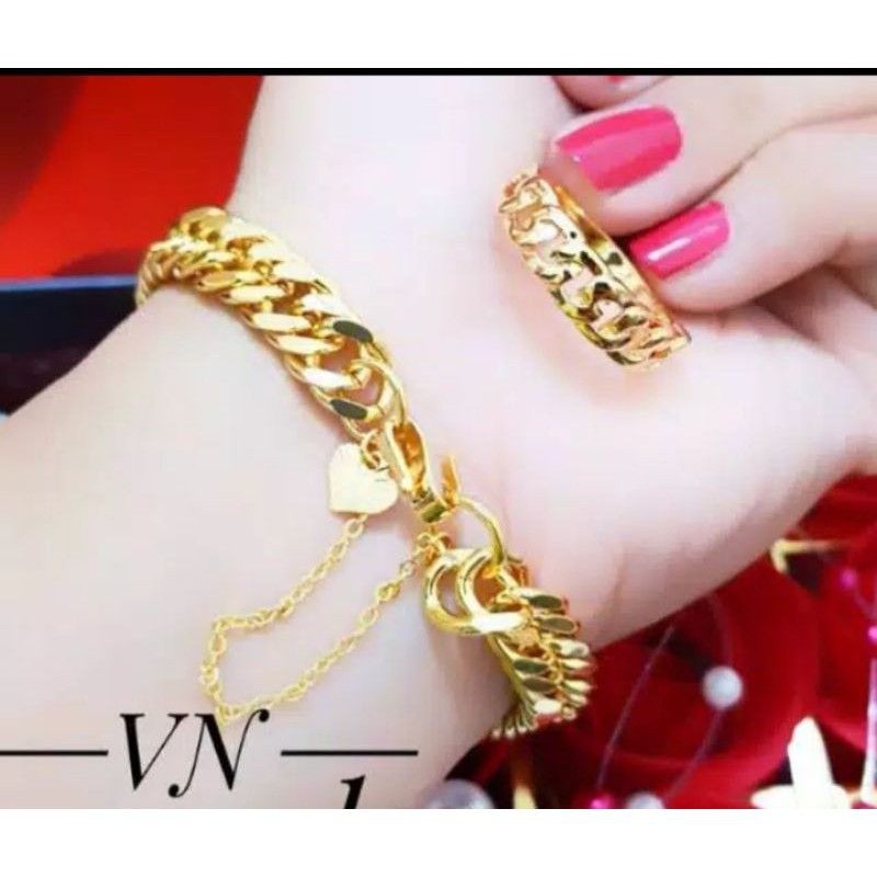 gelang+cincin dewasa xuping lapis emas 24k