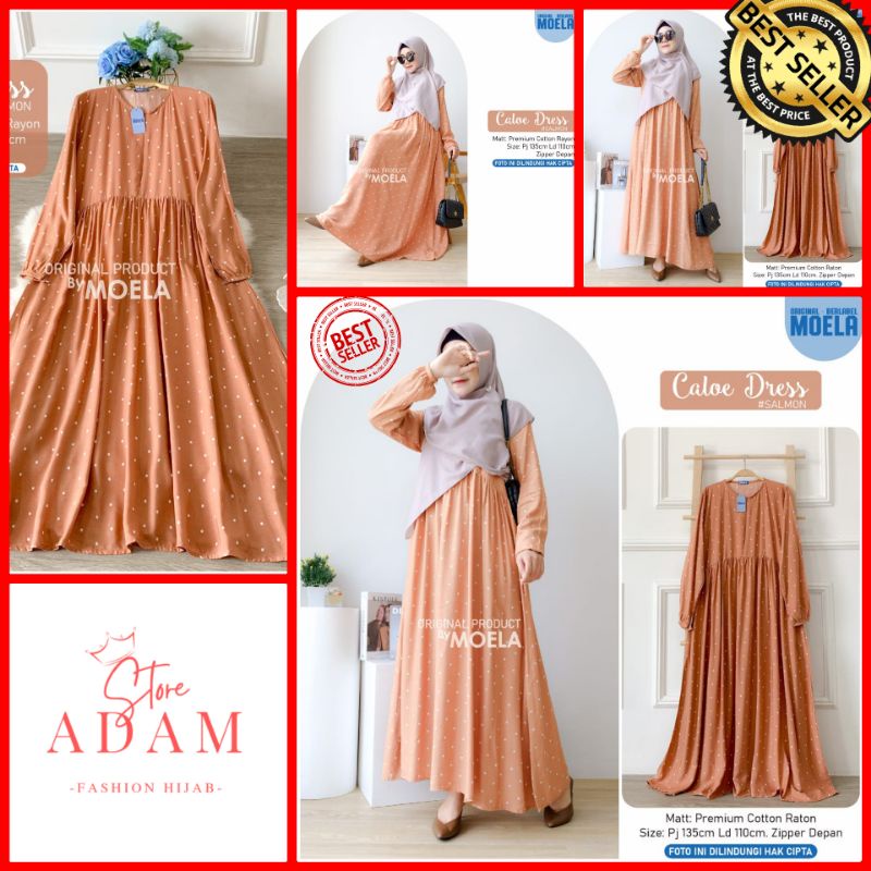 [[ ORIGINAL MOELA ]] CALOE DRESS SALEM BERLABEL ORI MOELA. GAMIS KATUN RAYON PREMIUM