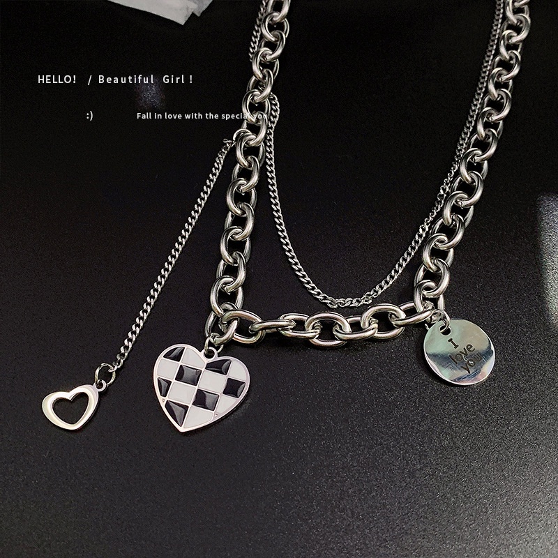 Kalung Multilayer Dengan Liontin Bentuk Hati Untuk Wanita