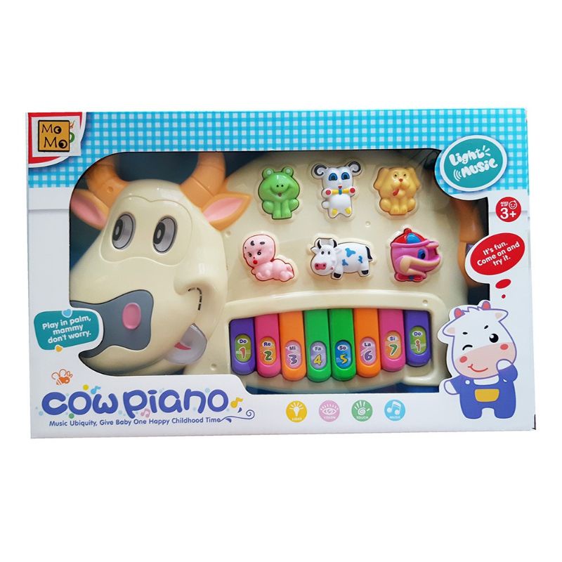 Mainan Edukasi Piano Animal Sapi Ukuran Besar Lampu Suara Nyaring Impor Bisa COD