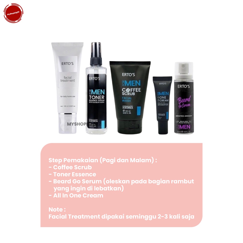 Ertos Men Series Paket Combo Ganteng 5 Pcs Skincare Perawatan Kulit Wajah Pria By Myshopbdg22