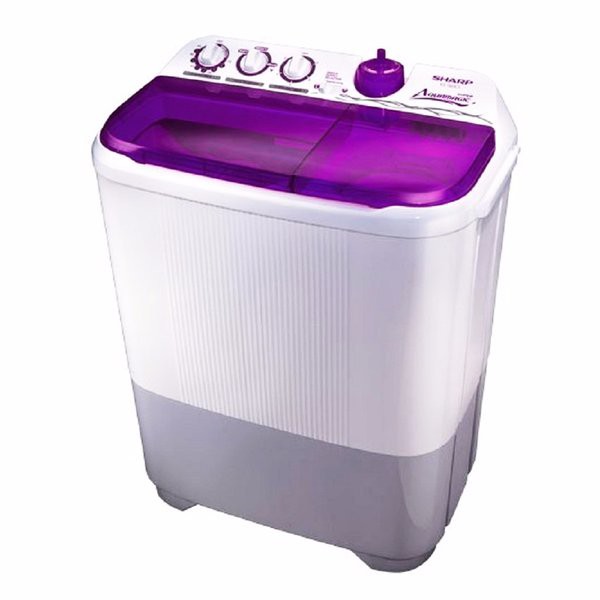 SHARP ES T 85 CR VK VIOLET AQUAMAGIC / MESIN CUCI SEMI AUTO 8,5 KG LOW VOLTAGE / EST85CRVK