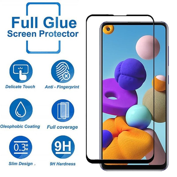 TEMPERED GLASS FULL LEM 9D 5D SAMSUNG GALAXY A21S FULL HD COVER SCREEN GUARD