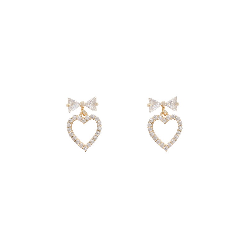 Shuling S925 silver needle micro-inlaid Heart-shaped Earrings Diamond Zircon Earrings Super Sweet New Design Ear Jewelry