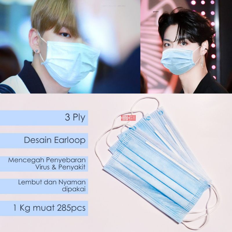 Jual Masker Hitam 3 Ply 4 Ply Disposible Mask Kpop Idol Taehyung BTS ...