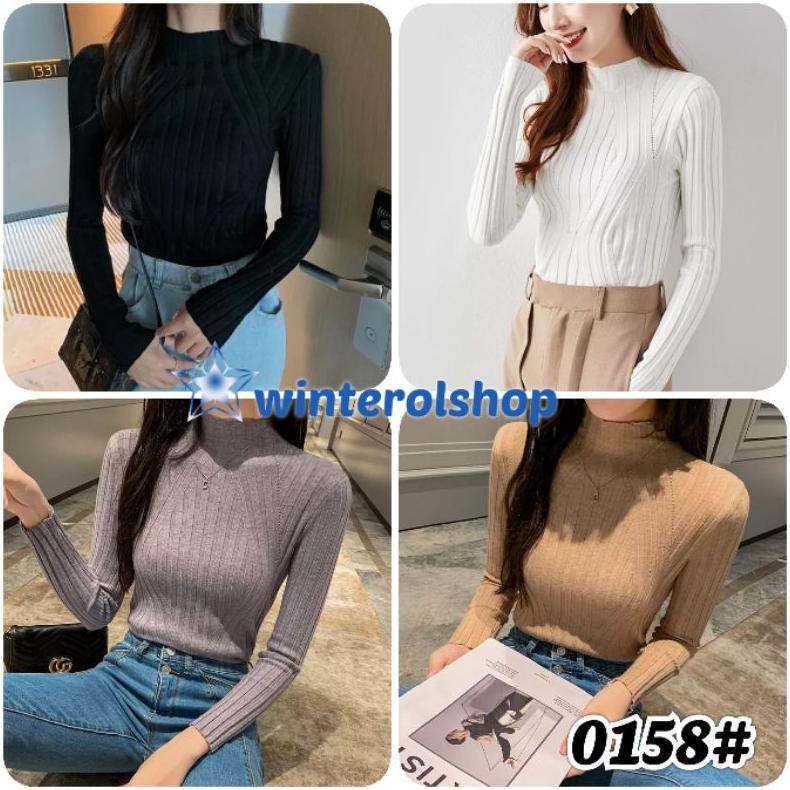 Ada Size Jumbo - Baju Rajut Turtle Kneck Wanita Lembut Import / Manset Rajut