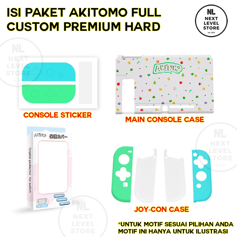 Custom Full Hard Case Clear Nintendo Switch V1 V2 Akitomo ORIGINAL - Pilih Motif di VARIASI