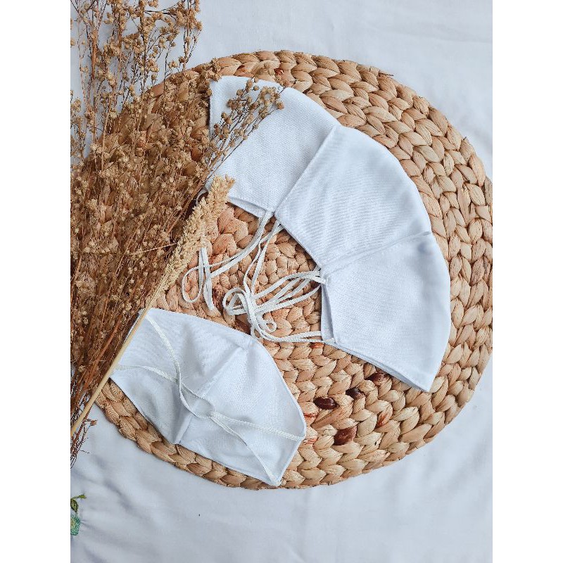 Masker Kain Putih | Earloap | Hijab