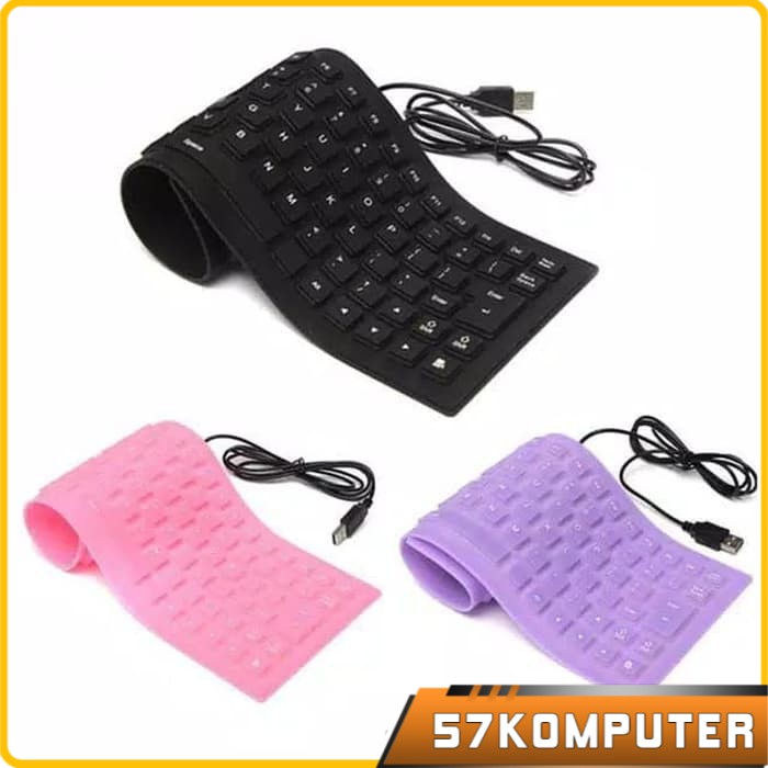 KEYBOARD FLEXIBEL USB KEYBOARD FLEXIBEL ANTI AIR BAHAN KARET Warna Random