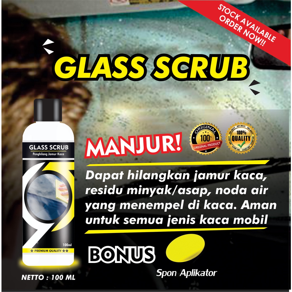 PENGHILANG JAMUR KERAK KACA MOBIL - PEMBERSIH NODA JAMUR KACA MOBIL - POLES KACA MOBIL - GLASS SCRUB