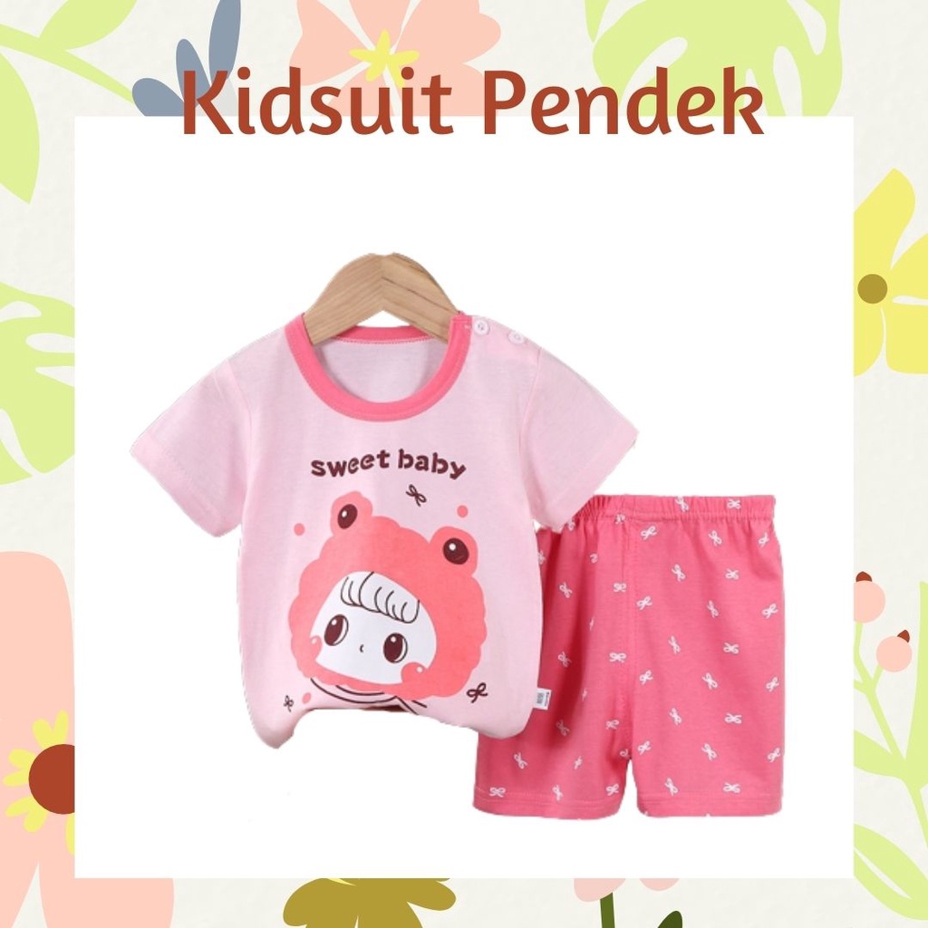 pz KIDS SUIT PENDEK Setelan Anak Bahan Kaos Lengan + Celana Berkualitas Import ebv cewek new11