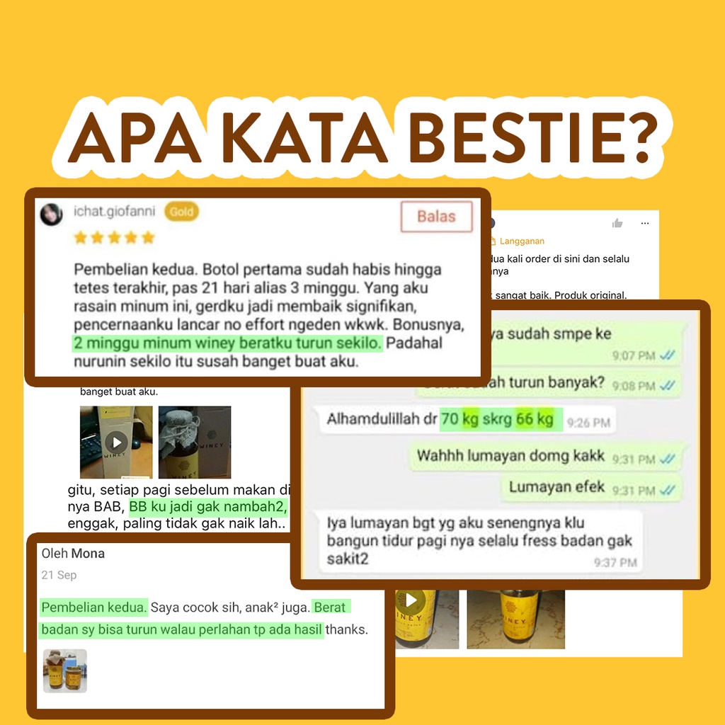 WNY | Untuk DIET SEHAT, PENURUN BERAT BADAN, DETOKS TUBUH, MENJAGA POLA MAKAN, BADAN IDEAL, PELANCAR BAB | Winey Healthy Drink | BPOM | HALAL | BERGARANSI