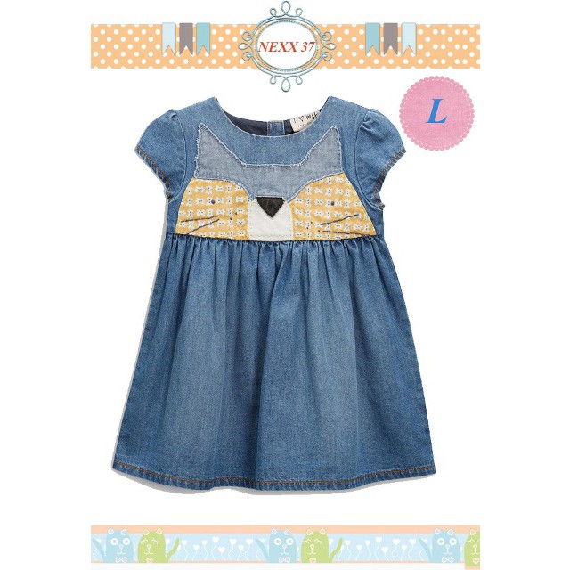 NEXX 37 L dress fashion anak perempuan bahan denim dengan motif kucing