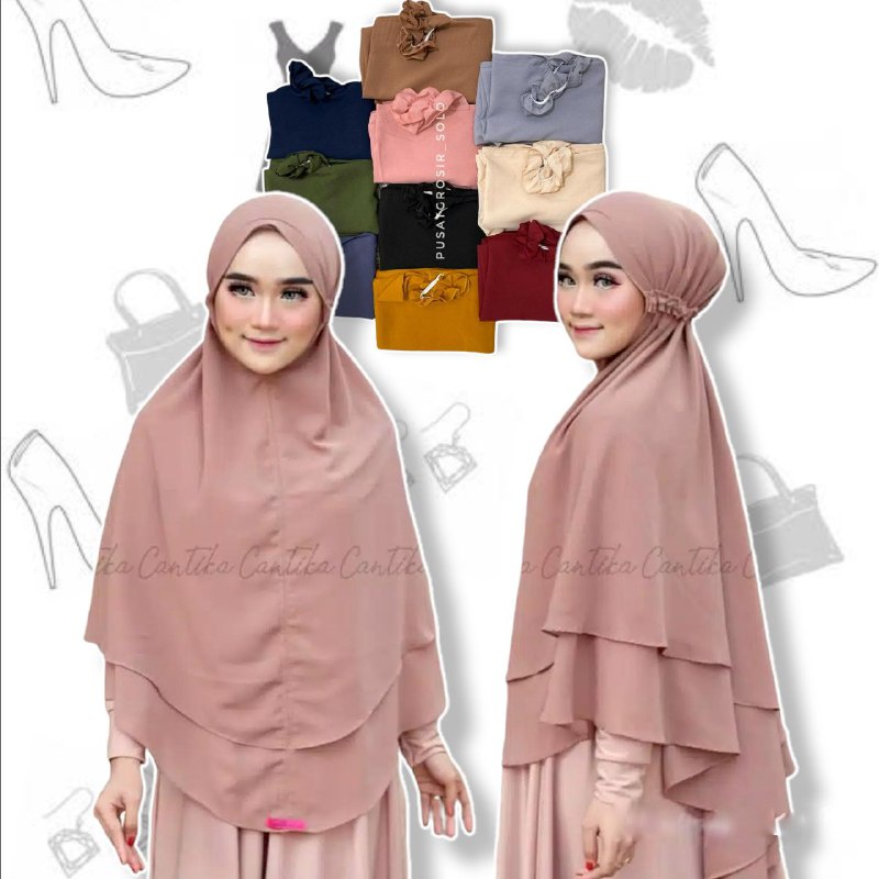 KERUDUNG CANTIKA MARYAM BERGO / JILBAB DUA LAYER KRIWIL WANITA PANJANG