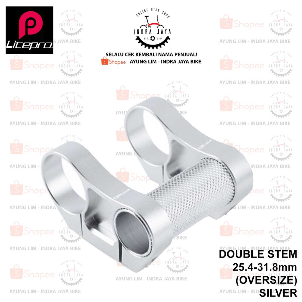 Litepro Aluminum CNC Handlebar Double Stem 25.4mm to 31.8mm Silver
