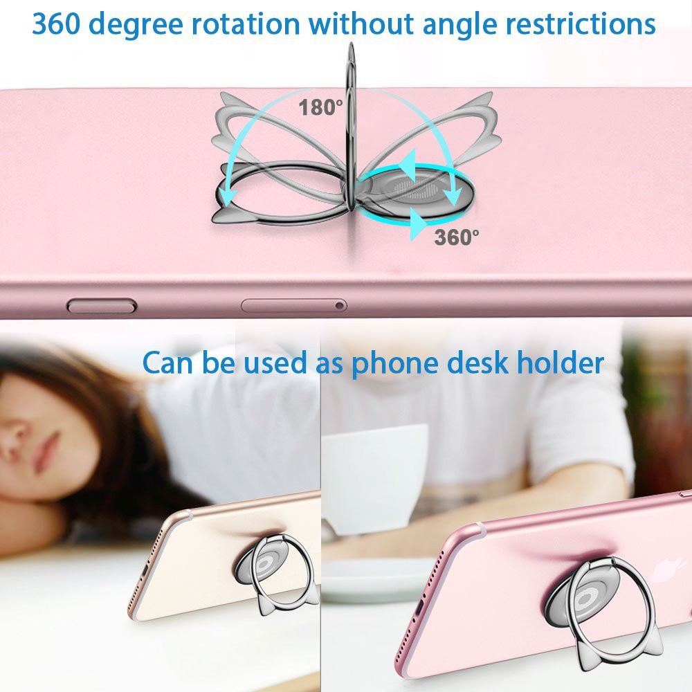 [HOT DEALS] Premium Universal Metal Cell Phone Cute Cat Ear Holder 360° Ring Stand Finger Bracket