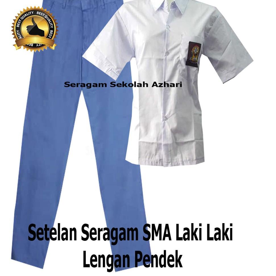 SETELAN SERAGAM SMA PUTIH ABU ABU LAKI LAKI LENGAN PENDEK JUMBO-SERAGAM SEKOLAH SMA PENDEK PRIA-SERA