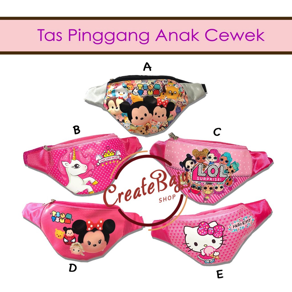 TAS PINGGANG ANAK MOTIF PEREMPUAN WAIST BAG MURAH LUCU