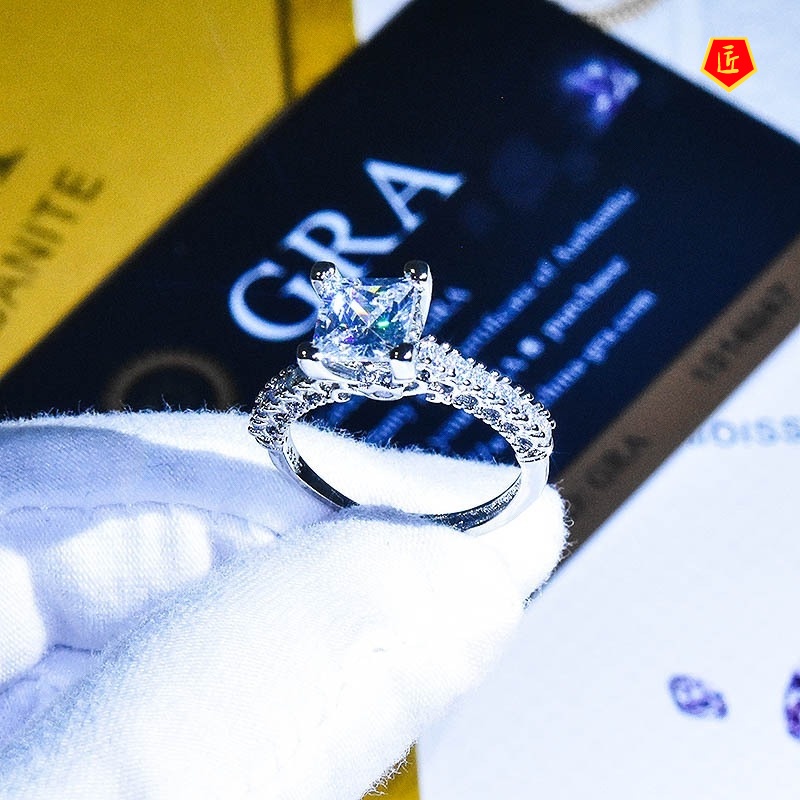 [Ready Stock]New Simple Moissanite Square Diamond Ring